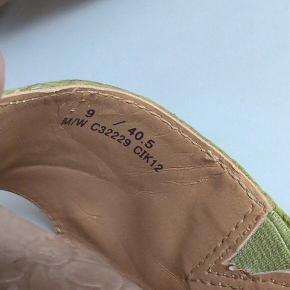 b.o.c. Leather Wedge Sandals Cork Platform Flower Arch Support Green Shoes 9 - Picture 11 of 14